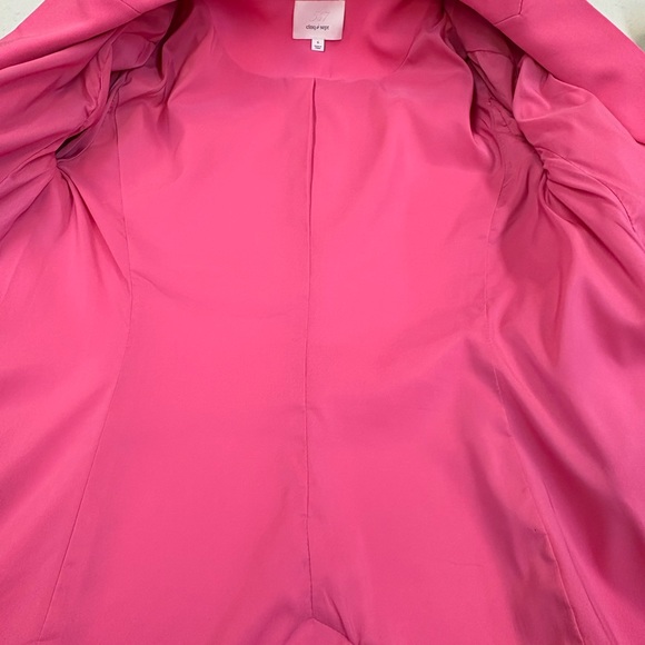 cinq a sept Vibrant Hot Pink Double-Breasted Blazer size 6 ruched sleeves - Picture 10 of 12
